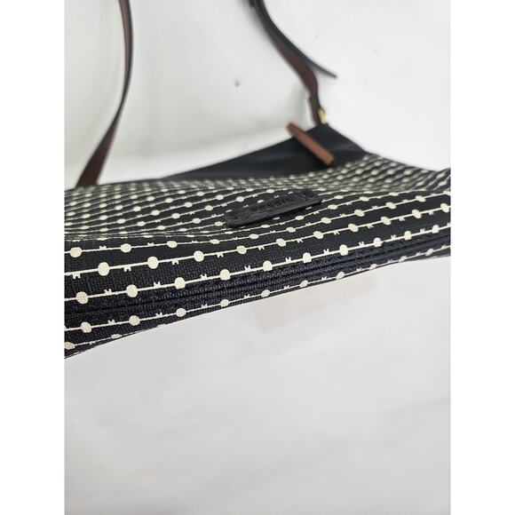 Fossil Fiona Striped Crossbody Bag Black White Geometric Shoulder Purse Key Fob - Picture 3 of 7